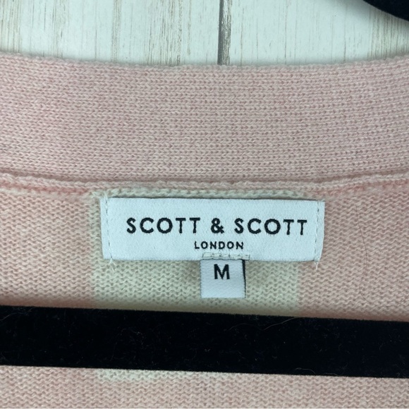 Scott & Scott London 100% cashmere pink and white checkered sweater medium - Picture 3 of 5